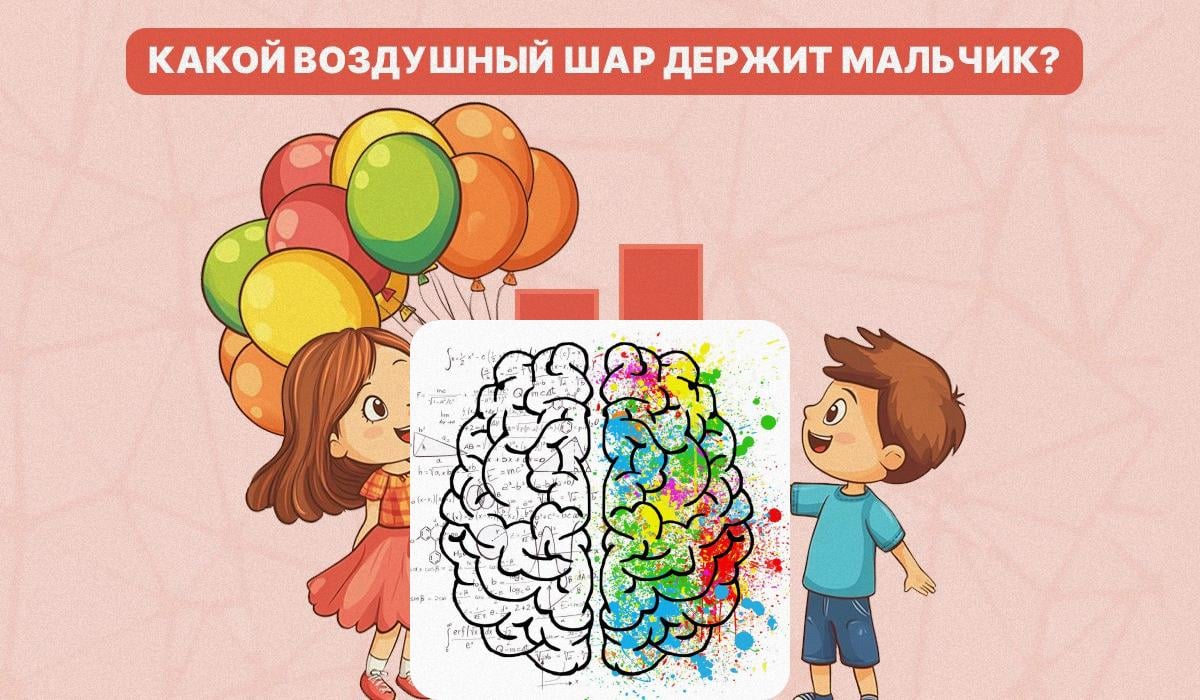 Vi er nødt til at finde ud af, hvilken ballon drengen holder / collage med Moje-foto