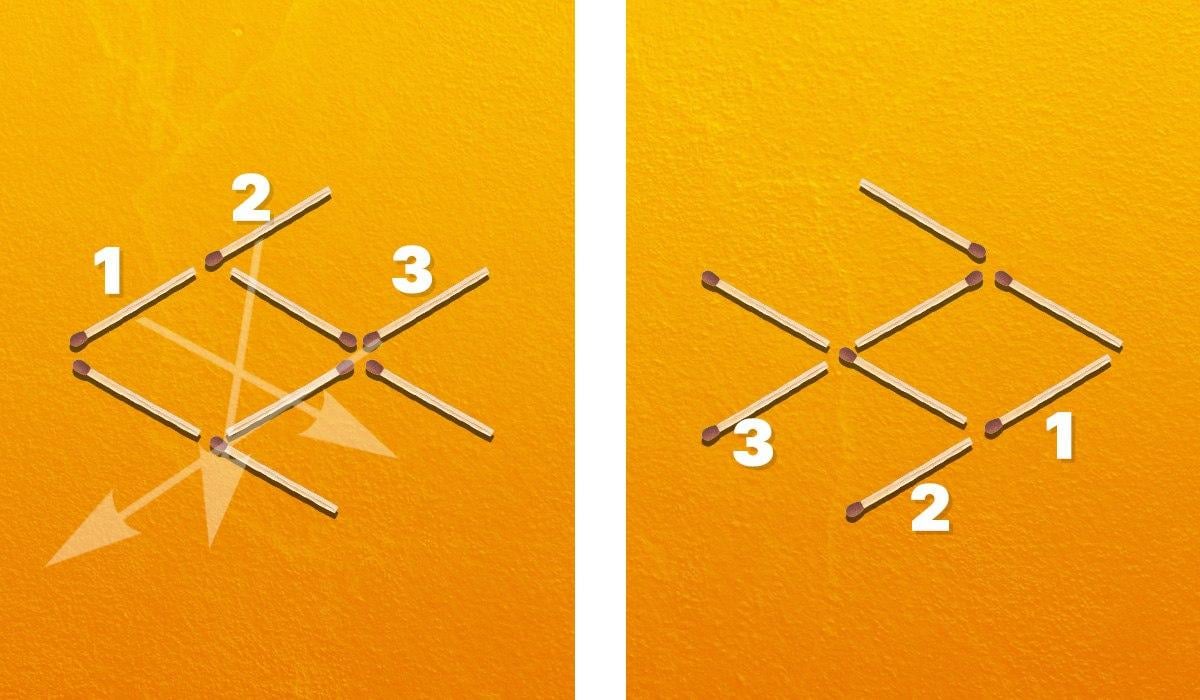 Du skal flytte tre tændstikker for at dreje fisken til højre / Moje-collage