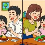 IQ-test: Find 3 forskelle i billeder af et familiemåltid på